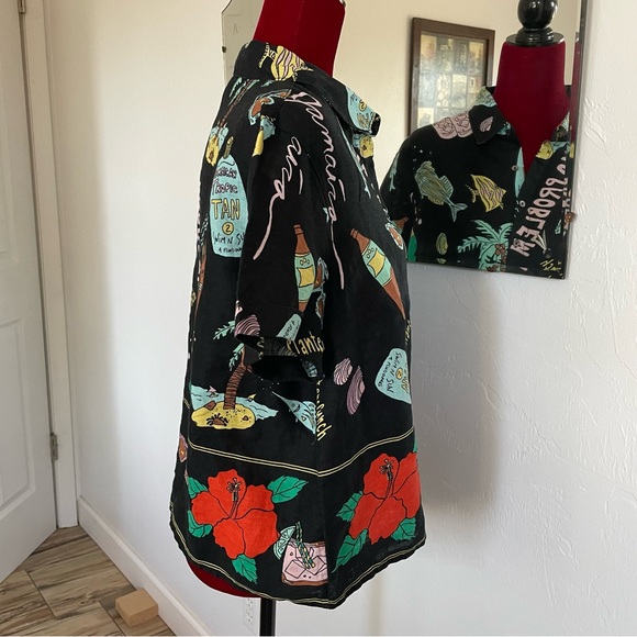 Nicole Miller New York Top 100% Linen Tropical Print Size Large Excellent! - Picture 7 of 11